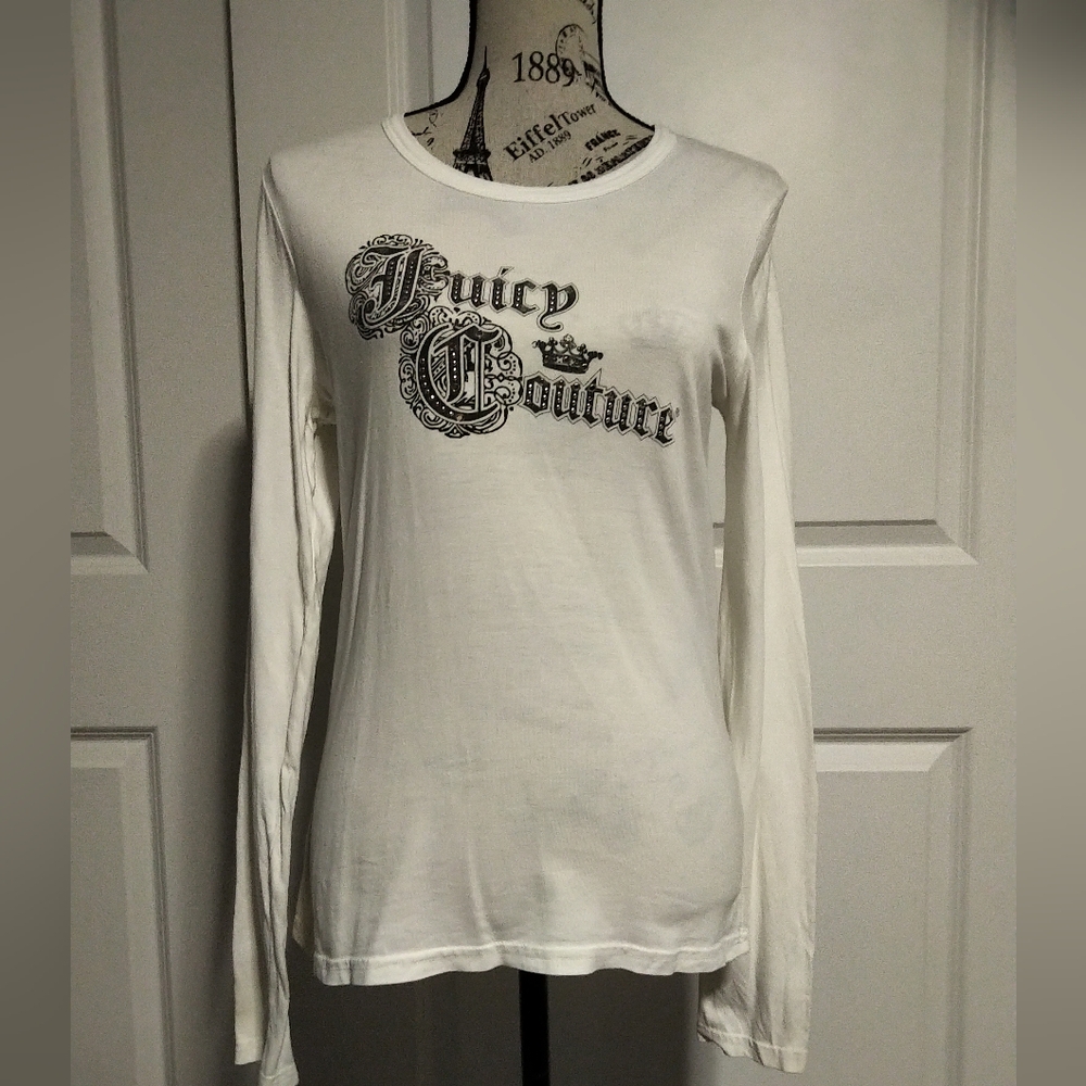 Vintage Juicy Couture Black & White Rhinestone Shirt- Size XL